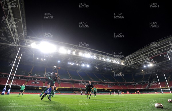 23.02.09 - Wales Rugby Training - Wales players during a late night training session at the Millennium Stadium. Wales are preparing to play France in Paris on Friday night. 