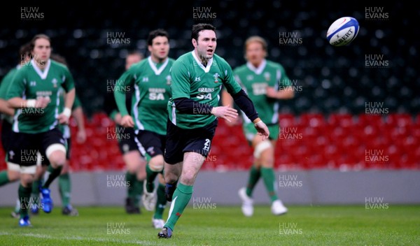 23.02.09 - Wales Rugby Training - Stephen Jones in action during a night training session. 