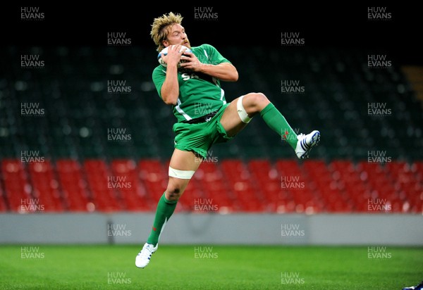 23.02.09 - Wales Rugby Training - Andy Powell in action during a night training session. 