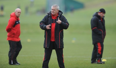 230212 - Wales Rugby Training -Head coach Warren Gatland during training