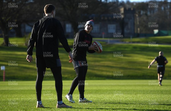 230223 - Wales Rugby Training - Mason Grady and Joe Hawkins during training