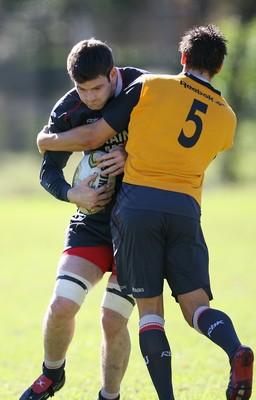 23.05.07  Wales rugby on Tour to Australia Michael Owen takes on James Hook during training  in Terrigal. 