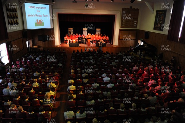 23.06.10 - Wales Rugby Training - Wales Head coach Warren Gatland talks at a school assembly at Hamilton Boys High School after training at his former school. 