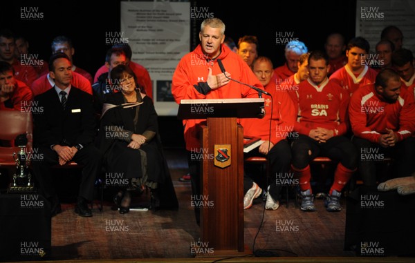 23.06.10 - Wales Rugby Training - Wales Head coach Warren Gatland talks at a school assembly at Hamilton Boys High School after training at his former school. 