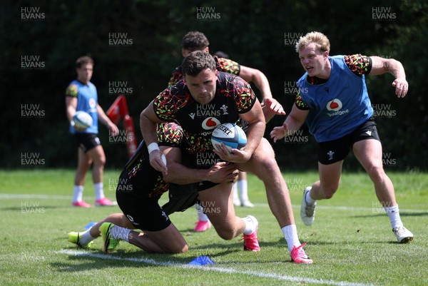 230626 - Wales Rugby Training ahead of their game against the Barbarians on the weekend - Mason Grady during training