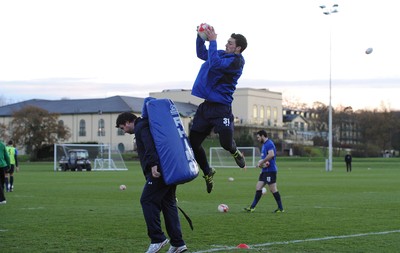 23.11.10 - Wales Rugby Training - George North takes high ball during training. 