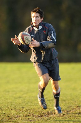 24.01.08 - Wales Rugby Training- James Hook in action during training 