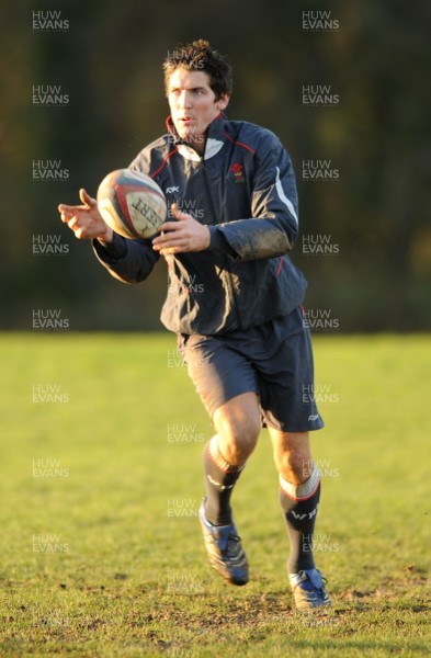 24.01.08 - Wales Rugby Training- James Hook in action during training 