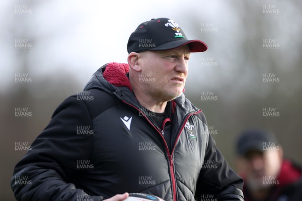 240124 - Wales Rugby Training in the first week of the Guinness 6 Nations - Neil Jenkins, Skills Coach during training