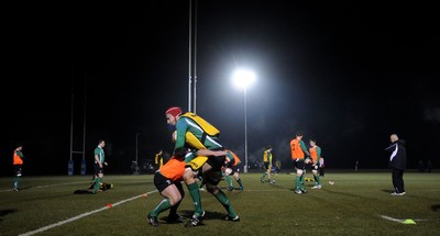 24.02.10 - Wales Rugby Training - Luke Charteris is tackled during a night training session in preparation for Wales Friday night match against France. 