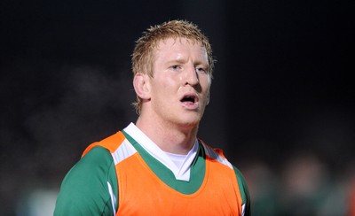 24.02.10 - Wales Rugby Training - Bradley Davies during a night training session in preparation for Wales Friday night match against France. 