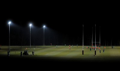 22.02.10 - Wales Rugby Training - Wales players train at night in preparation for their Friday night match with France . 