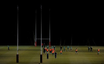 22.02.10 - Wales Rugby Training - Wales players train at night in preparation for their Friday night match with France . 