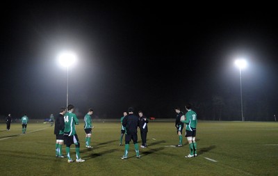 24.02.10 - Wales Rugby Training - Backs coach Rob Howley talks to players during a night training session in preparation for Wales Friday night match against France. 