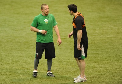 24.02.10 - Wales Rugby Training - Richie Rees and Stephen Jones during training. 