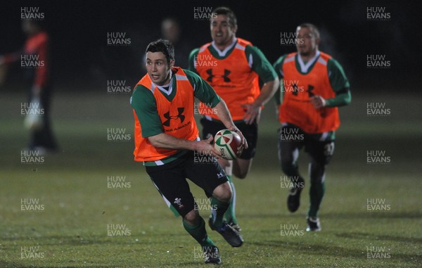 24.02.10 - Wales Rugby Training - Stephen Jones in action during a night training session in preparation for Wales Friday night match against France. 