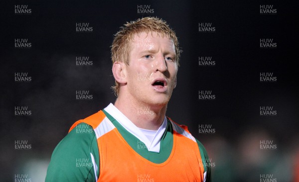 24.02.10 - Wales Rugby Training - Bradley Davies during a night training session in preparation for Wales Friday night match against France. 