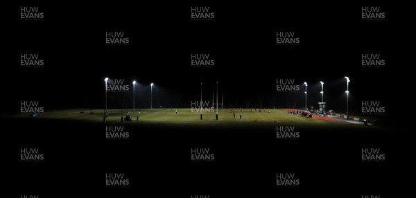 22.02.10 - Wales Rugby Training - Wales players train at night in preparation for their Friday night match with France . 