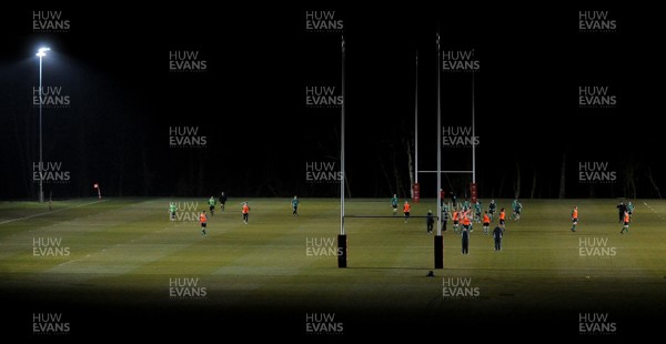 22.02.10 - Wales Rugby Training - Wales players train at night in preparation for their Friday night match with France . 