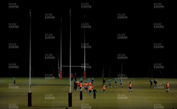 22.02.10 - Wales Rugby Training - Wales players train at night in preparation for their Friday night match with France . 