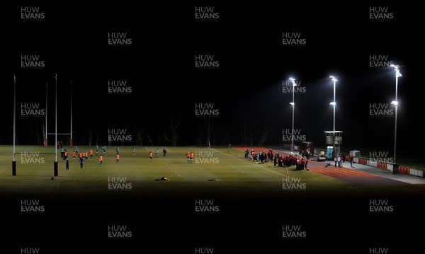 22.02.10 - Wales Rugby Training - Wales players train at night in preparation for their Friday night match with France . 