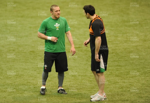 24.02.10 - Wales Rugby Training - Richie Rees and Stephen Jones during training. 