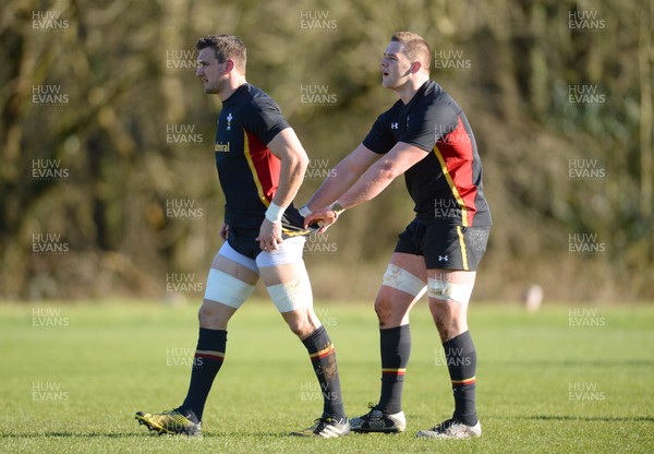 240216 - Wales Rugby Training -Sam Warburton and Dan Lydiate (right) during training