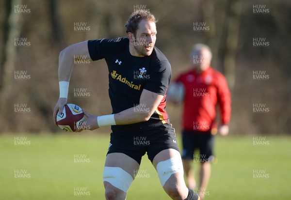 240216 - Wales Rugby Training -Alun Wyn Jones during training