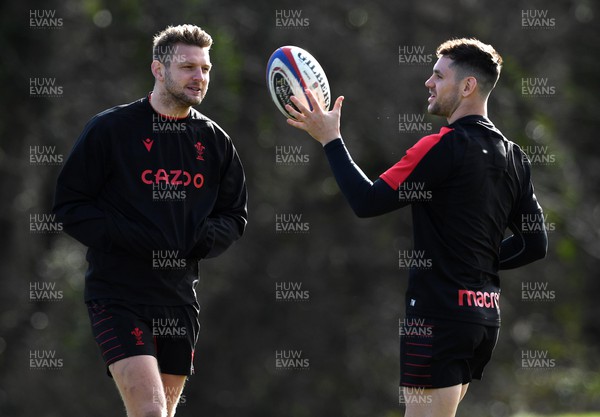 240222 - Wales Rugby Training - Dan Biggar and Tomos Williams during training