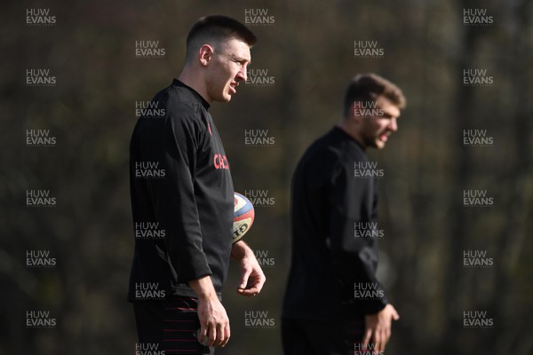 240222 - Wales Rugby Training - Josh Adams and Dan Biggar during training
