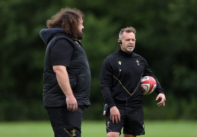 230625 - Wales Rugby Training - Adam Jones, Scrum Coach and Danny Wilson, Forwards Coach during training