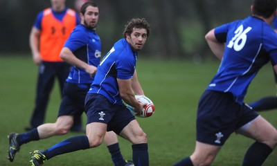 25.01.11 - Wales Rugby Training - Leigh Halfpenny during training. 