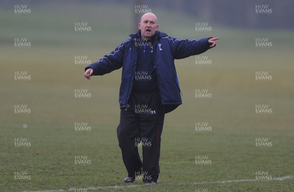 25.01.11 - Wales Rugby Training - Defence coach Shaun Edwards during training. 