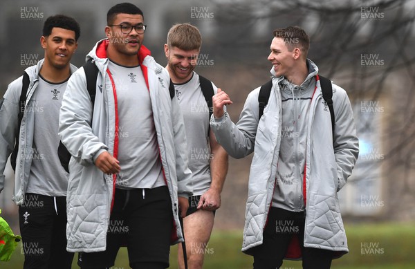 250123 - Wales Rugby Training - Rio Dyer, Leon Brown, Aaron Wainwright, Liam Williams during training