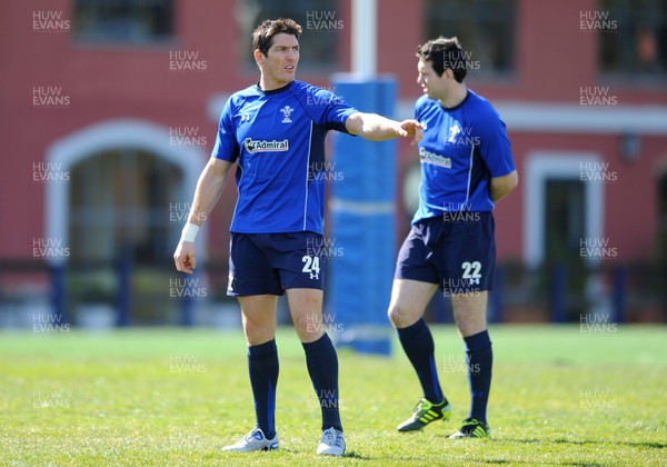 24.02.11 - Wales Rugby Training - James Hook(L) and Stephen Jones during training. 