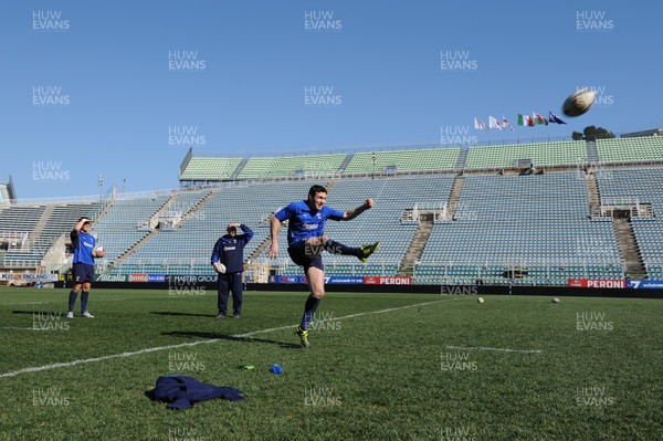 24.02.11 - Wales Rugby Training - Stephen Jones kicks during training. 