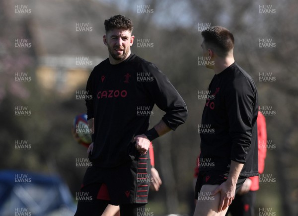 250222 - Wales Rugby Training - Alex Cuthbert and Josh Adams during training
