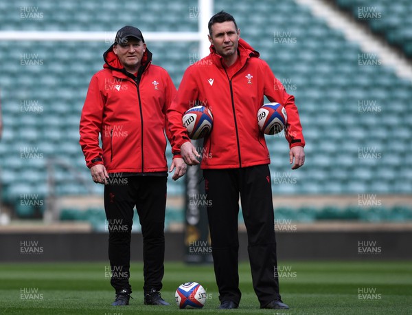 250222 - Wales Rugby Training - Neil Jenkins and Stephen Jones during training