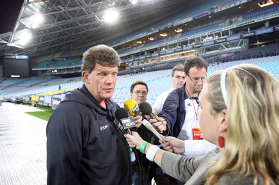 25.05.07  Wales rugby on Tour to Australia Coach Gareth Jenkins talks to the press at the Telstra Stadium in Sydney 