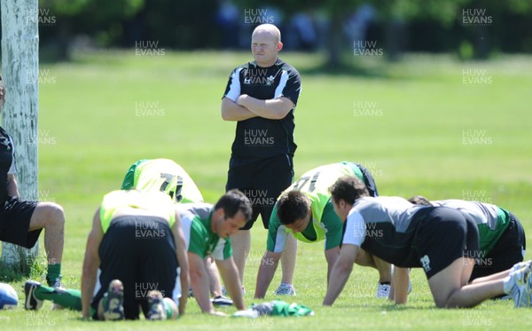25.05.09 - Wales Rugby Training - Attack coach, Neil Jenkins looks on during training. 