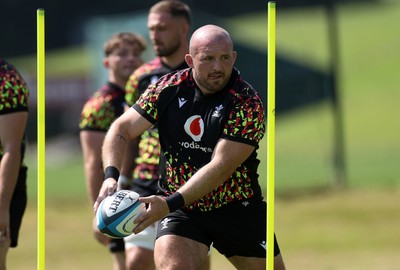 250626 - Wales Rugby Training ahead of their game against the Barbarians at Twickenham on Saturday - Dillon Lewis during training