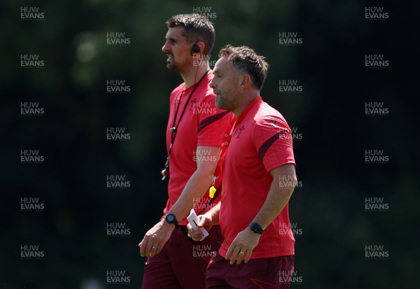 250626 - Wales Rugby Training ahead of their game against the Barbarians at Twickenham on Saturday - Peter Murchie, Defence Coach and Matt Sherratt, Attack Coach during training