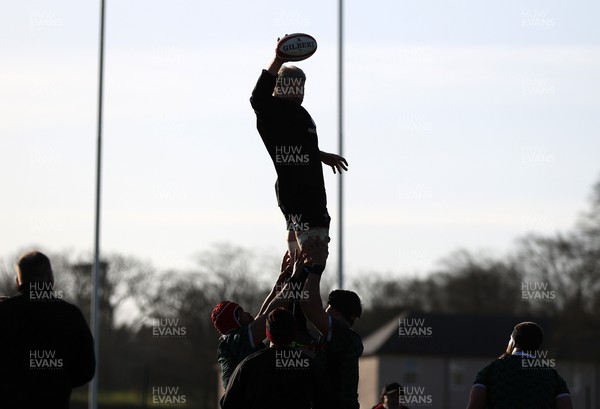 260124 - Wales Rugby Training in the first week of the Gunniess 6 Nations camp - Aaron Wainwright during training