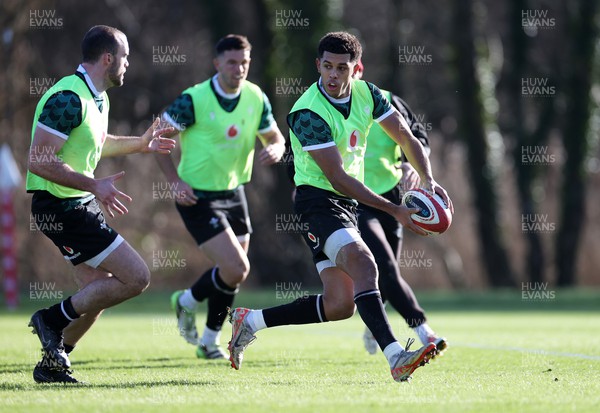 260124 - Wales Rugby Training in the first week of the Gunniess 6 Nations camp - Rio Dyer during training