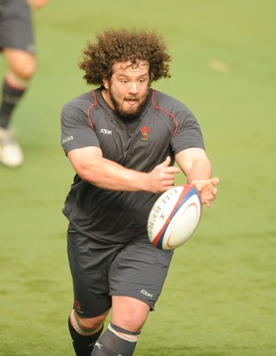 26.02.08 - Wales Rugby Training - Adam Jones during training 