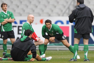 26.02.09 - Wales Rugby Training - Gavin Henson stretches during training. 