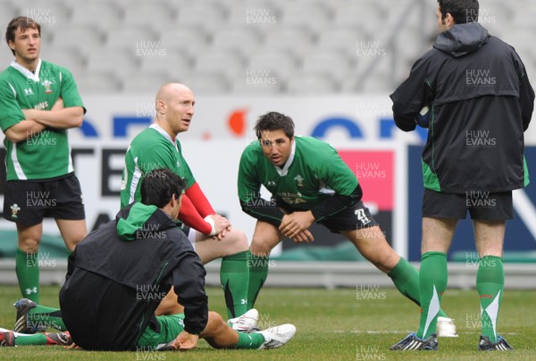 26.02.09 - Wales Rugby Training - Gavin Henson stretches during training. 