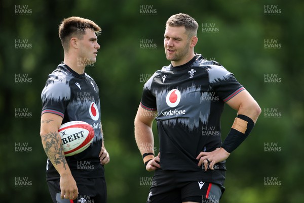 260623 - The first official day of Rugby World Cup Training for the Welsh Rugby Squad - Joe Roberts and Dan Lydiate during training