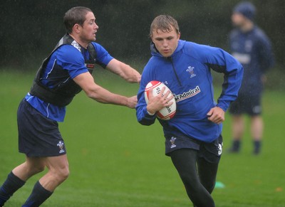 26.10.10 - Wales Rugby Training - Tom Prydie in action during training. 