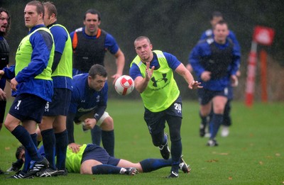 26.10.10 - Wales Rugby Training - Richie Rees in action during training. 